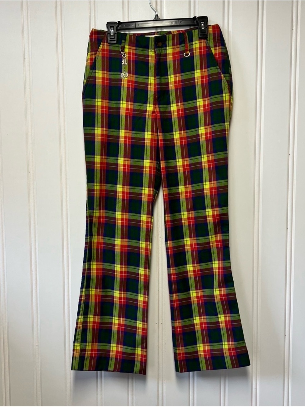 Teddy Fresh womans 29 Plaid Chinos in Green, Yellow, Red, Navy
